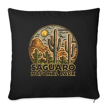 Parc national de Saguaro, Arizona, Cactus de Tucson - Housse de coussin décorative 45 x 45 cm - noir - Devant