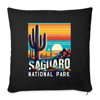 Parc national de Saguaro, Arizona, Cactus de Tucson - Housse de coussin décorative 45 x 45 cm - noir - Devant
