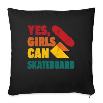 Cool Skateboard Longboard Skater Girl - Sofa pillowcase 17,3'' x 17,3'' (45 x 45 cm) - black - Front