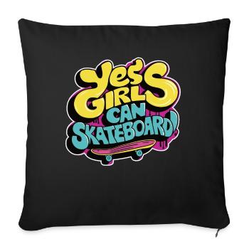 Cool Skateboard Longboard Skater Girl - Sofa pillowcase 17,3'' x 17,3'' (45 x 45 cm) - black - Front