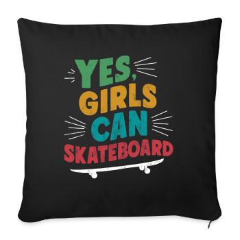 Cool Skateboard Longboard Skater Girl - Sofa pillowcase 17,3'' x 17,3'' (45 x 45 cm) - black - Front
