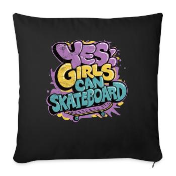 Cool Skateboard Longboard Skater Girl - Sofa pillowcase 17,3'' x 17,3'' (45 x 45 cm) - black - Front