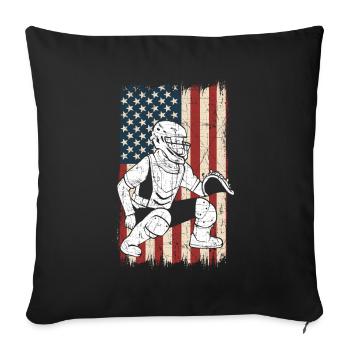 Baseball American Flag Patriotic Catcher 4th of - Sofa pillowcase 17,3'' x 17,3'' (45 x 45 cm) - black - Front