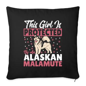 Chien de traîneau Propriétaire de chien Malamute d’Alaska - Housse de coussin décorative 45 x 45 cm - noir - Devant