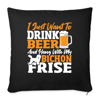 Bichon Tenerife Bichon Frise Chien Propriétaire - Housse de coussin décorative 45 x 45 cm - noir - Devant