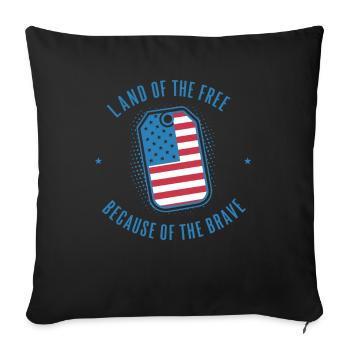 Terre de la liberté grâce aux braves États-Unis - Housse de coussin décorative 45 x 45 cm - noir - Devant