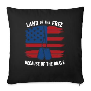 Terre de la liberté grâce aux braves États-Unis - Housse de coussin décorative 45 x 45 cm - noir - Devant