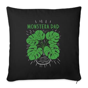Monstera papa amoureux des plantes papa botanique - Housse de coussin décorative 45 x 45 cm - noir - Devant