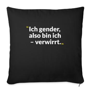 Gender-Reflexion – Zwischen Witz und Weisheit - Sofakissenbezug 45 x 45 cm - Schwarz - Vorne