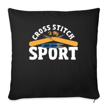 Cross Stitch Lover Embroidery Crafty Mom Cross - Sofa pillowcase 17,3'' x 17,3'' (45 x 45 cm) - black - Front