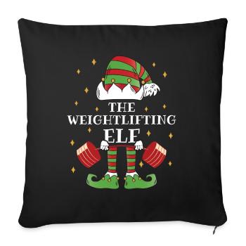 Der Gewichtheber-elf – Hebe Die Feiertagsstimmung - Sofakissenbezug 45 x 45 cm - Schwarz - Vorne
