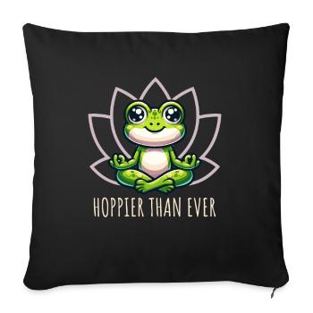 Yoga de la grenouille plus houblonné que jamais - Housse de coussin décorative 45 x 45 cm - noir - Devant