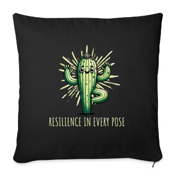 Résilience dans chaque pose - Cactus Yoga - Housse de coussin décorative 45 x 45 cm - noir - Devant