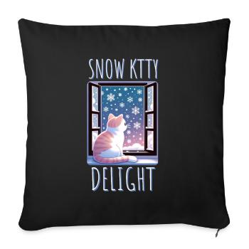 Snow Kitty Delight Cat - Sofa pillowcase 17,3'' x 17,3'' (45 x 45 cm) - black - Front