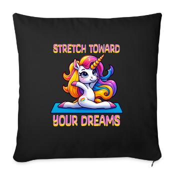Stretch Toward Your Dreams - Unicorn Yoga - Sofa pillowcase 17,3'' x 17,3'' (45 x 45 cm) - black - Front