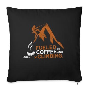 Alimenté par le café et l’escalade de bloc - Housse de coussin décorative 45 x 45 cm - noir - Devant