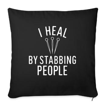 Drôle d’acupuncture disant aiguille acupuncteur - Housse de coussin décorative 45 x 45 cm - noir - Devant