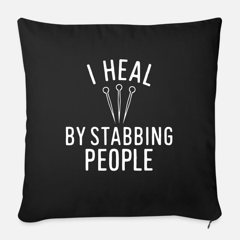 Funny Acupuncture Saying Needle Acupuncturist - Sofa pillowcase 17,3'' x 17,3'' (45 x 45 cm) - black