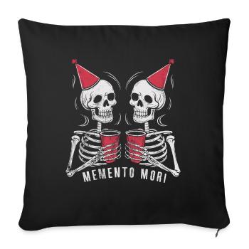 Lustig Memento Mori Skelett Party Stoisch Latein - Sofakissenbezug 45 x 45 cm - Schwarz - Vorne