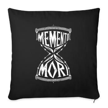 Memento Mori Sablier Philosophie latine stoïcienne - Housse de coussin décorative 45 x 45 cm - noir - Devant