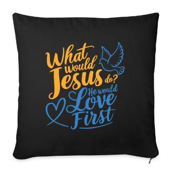 WWJD HWLF Jesus would love First Christian - Sofa pillowcase 17,3'' x 17,3'' (45 x 45 cm) - black - Front