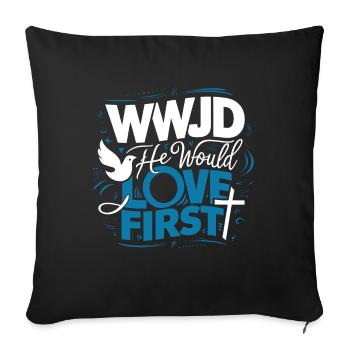 WWJD HWLF Jesus would love First Christian - Sofa pillowcase 17,3'' x 17,3'' (45 x 45 cm) - black - Front