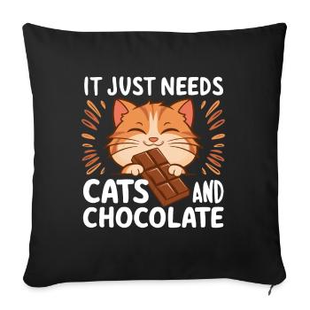 Chocolate Lover Cat Funny Saying Sweet Food - Sofa pillowcase 17,3'' x 17,3'' (45 x 45 cm) - black - Front