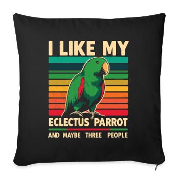 Perroquet éclecte drôle disant oiseau propriétaire animal de compagnie - Housse de coussin décorative 45 x 45 cm - noir - Devant