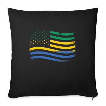 Gabonese Roots and Gabon American Flag - Sofa pillowcase 17,3'' x 17,3'' (45 x 45 cm) - black - Front