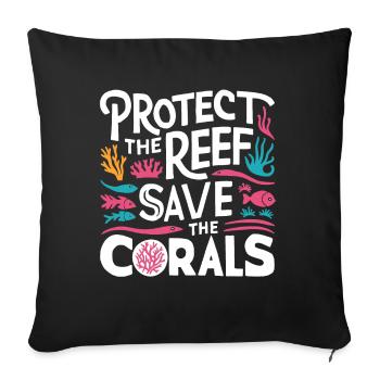 Protégez les récifs Sauvez les coraux Amoureux de l'océan - Housse de coussin décorative 45 x 45 cm - noir - Devant