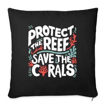 Protégez les récifs Sauvez les coraux Amoureux de l'océan - Housse de coussin décorative 45 x 45 cm - noir - Devant