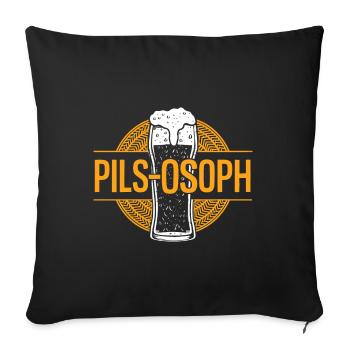 Drôle de jeu de mots Pils Philosophe de dicton de bière - Housse de coussin décorative 45 x 45 cm - noir - Devant