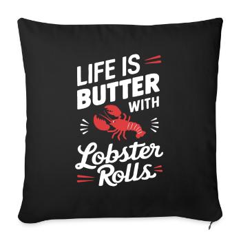 Drôle de rouleau de homard Pun fruits de mer Maine Gourmand - Housse de coussin décorative 45 x 45 cm - noir - Devant