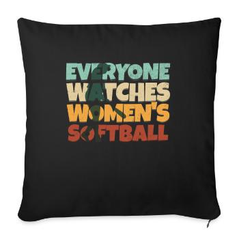 Tout le monde regarde le softball féminin - Housse de coussin décorative 45 x 45 cm - noir - Devant