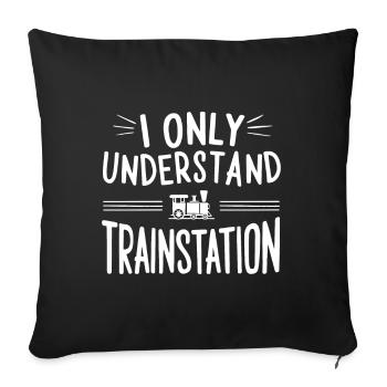 Je ne comprends que Gare Allemand Danglais S - Housse de coussin décorative 45 x 45 cm - noir - Devant