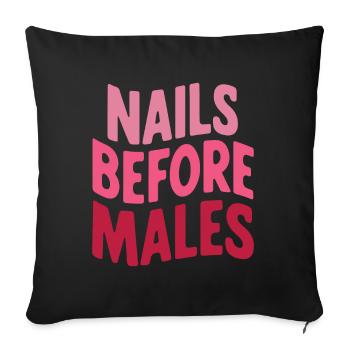 Nail before Males Nail Tech Nail Tech esthéticienne J - Housse de coussin décorative 45 x 45 cm - noir - Devant