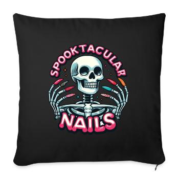 Spooktacular Nails Nail Tech Esthéticienne Nail Tech - Housse de coussin décorative 45 x 45 cm - noir - Devant