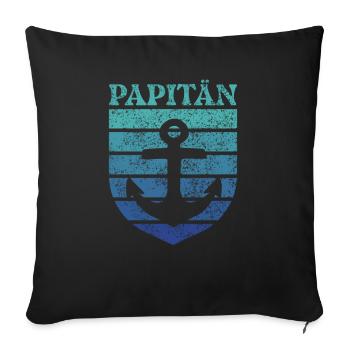 Dad Pun Captain Father's Day Papitän - Sofa pillowcase 17,3'' x 17,3'' (45 x 45 cm) - black - Front