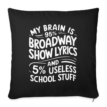 Mon cerveau est à 95% Paroles de spectacles de Broadway 5% Us - Housse de coussin décorative 45 x 45 cm - noir - Devant