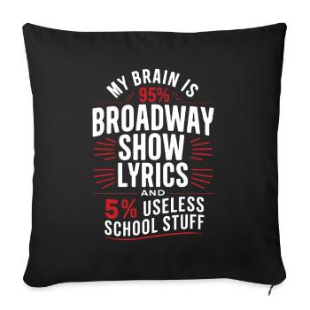 Mon cerveau est à 95% Paroles de spectacles de Broadway 5% Us - Housse de coussin décorative 45 x 45 cm - noir - Devant