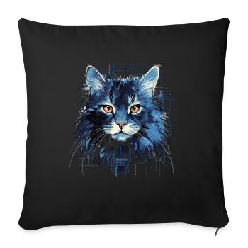 Maine Coon Cat Artistique - Housse de coussin décorative 45 x 45 cm - noir - Devant