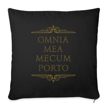 Omnia Mea Mecum Porto Latin Roman Cicero Philsoph - Sofa pillowcase 17,3'' x 17,3'' (45 x 45 cm) - black - Front