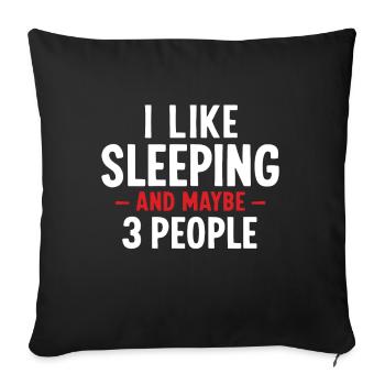 J’aime dormir et peut-être trois personnes qui me reposent - Housse de coussin décorative 45 x 45 cm - noir - Devant
