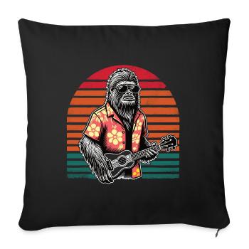 Sasquatch Bigfoot Ukulélé Hawaii Sunset Vintage Me - Housse de coussin décorative 45 x 45 cm - noir - Devant