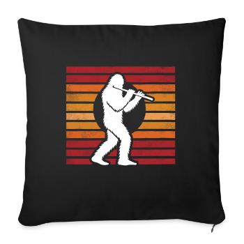 Flûte traversière Sasquatch Bigfoot Sunset Vintage - Housse de coussin décorative 45 x 45 cm - noir - Devant