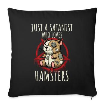 Juste un sataniste qui aime les hamsters Heavy Metal Fun - Housse de coussin décorative 45 x 45 cm - noir - Devant