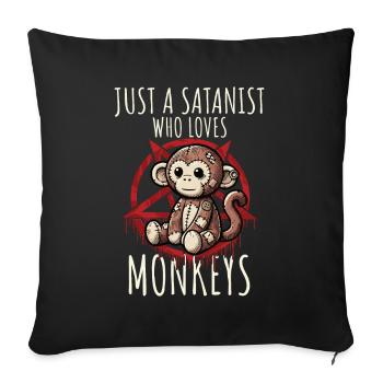 Juste un sataniste qui aime les singes Heavy Metal Fun - Housse de coussin décorative 45 x 45 cm - noir - Devant
