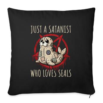 Juste un sataniste qui aime le plaisir du heavy metal - Housse de coussin décorative 45 x 45 cm - noir - Devant