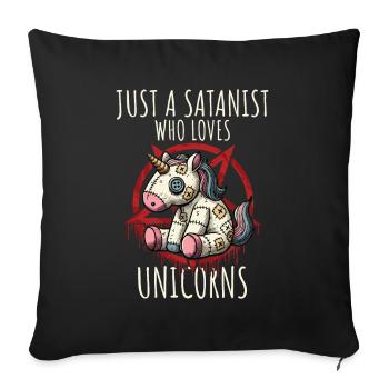 Juste un sataniste qui aime les licornes Heavy Metal Fun - Housse de coussin décorative 45 x 45 cm - noir - Devant