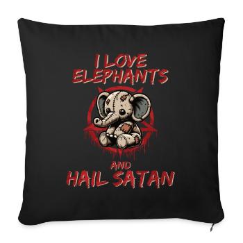 I Love Elephants And Hail Satan Heavy Metal - Sofa pillowcase 17,3'' x 17,3'' (45 x 45 cm) - black - Front